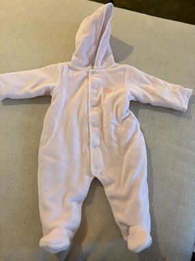 Kissy Kissy Pale Pink Hooded Footed One-Piece